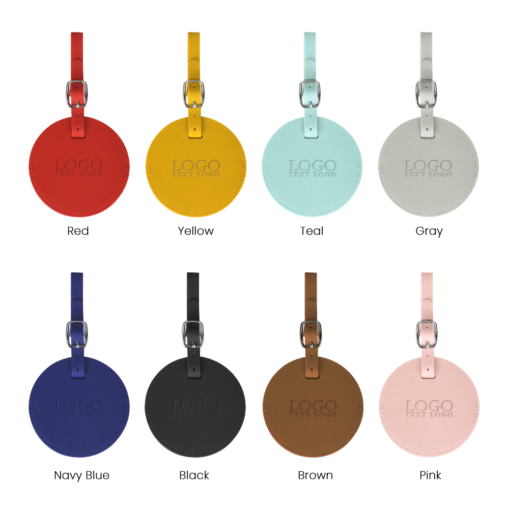 LT-PUL-RND Round Flap Luggage Tags With Logo